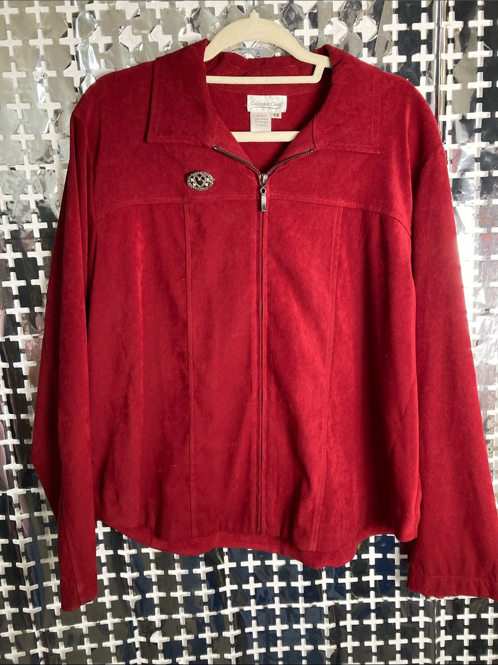 Coldwater Creek Deep Red Teddy Zip Jacket